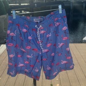 Maamagic 🔥sale🔥🌟swim shorts  n WT. blue with pink flamingos